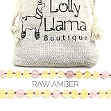 Raw Amber Teething Necklace for Babies (Unisex) Teething Pain Relief - Certified Genuine Baby Baltic Amber Necklace Honey Rose (11 Inches)