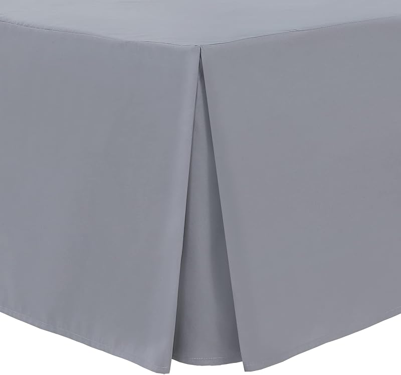 Linen Home Grey Double Box Pleated Base Valance Sheet Microfibre