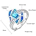 CiNily Silver Blue Fire Opal Aquamarine for Women Jewelry Gemstone Ring Size 7