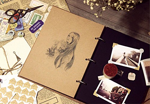 Scrapbook Photo Album,Love Memory ‘Dandelion’Photo Book Large DIY Vintage  Leather Wedding Guestbook Sketchbook 60 Pages Scrapbooking Unique Gift