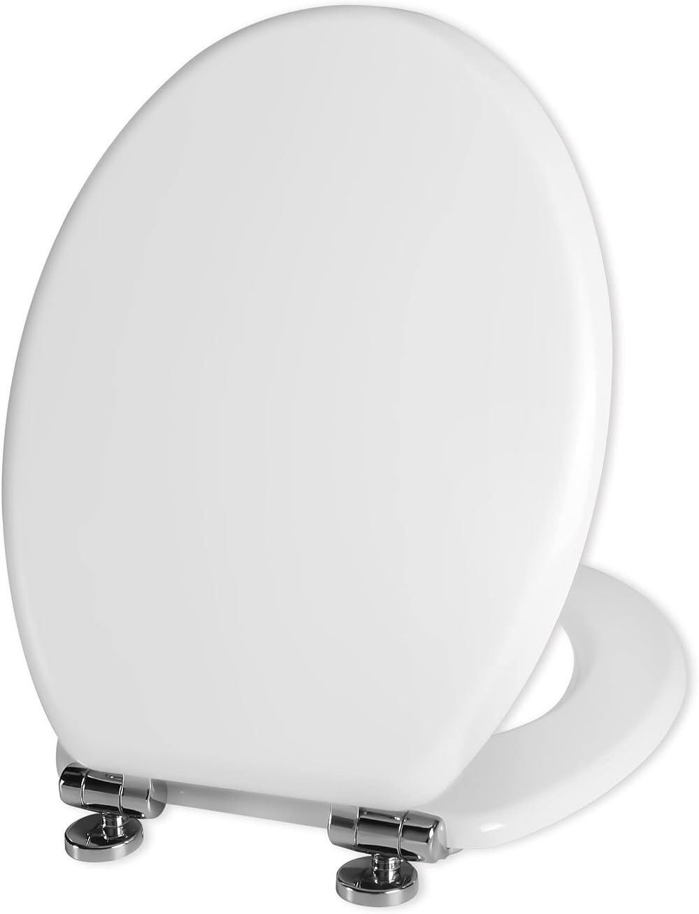 Angel Shield White Wooden Toilet Seat with Adjustable Soft Close Hinges