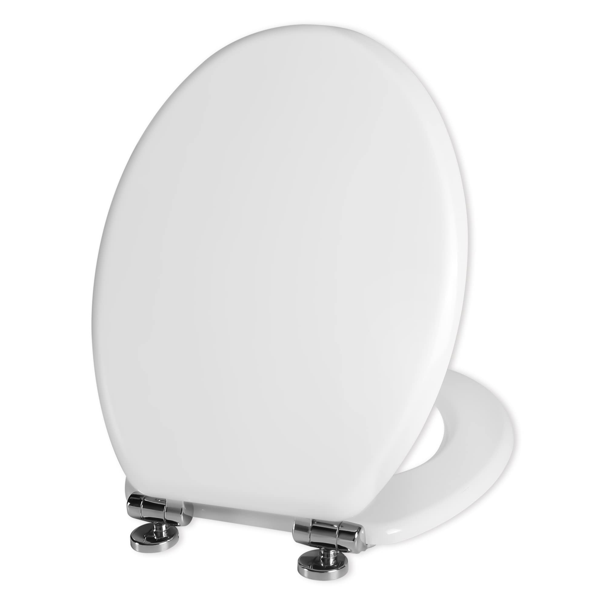 Angel Shield Wooden Toilet Seat with Adjustable Soft Close Hinges Antibacterial Molded Wood Toilet Seat Quick Release Removable Lid for Easy Cleaning and Assembly (White) — image 1