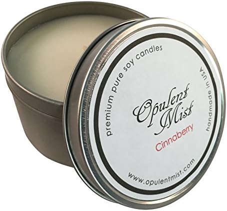 Mother's Day Scented Candle Cinnaberry by Opulent Mist Premium White Natural Soy Wax Candles 8oz Cinnamon &amp; Bayberry Hand Made in USA Quality Essential Oil. Stylishly Gift Boxed. Mom will love it!