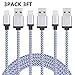 Everdigi iPhone Charger Cord 3Pack 3FT Nylon Braided 8 Pin Lightning to USB Cable, Compatible with iphone 7/7 Plus/6s/6s Plus/6/6 Plus/5/5S/5C/SE/iPad and iPod(White)