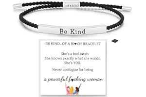 LIU JUN Remember Who The F You Are Motivational Tube Bracelet For Women, Adjustable Hand Bradied Wrap Stainless Steel To My Daughter/Best Friend Inspirational Gifts Teen Girls Jewelry
