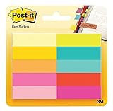 Post-it Page Markers, 1/2 in x 1 3/4 in, Assorted Bright Colors, 50 Sheets/Pad, 10 Pads/Pack (670-10AB)