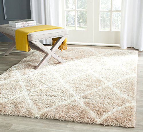 Safavieh Montreal Shag Collection SGM831C Beige and Ivory Area Rug (5'3" x 7'6")