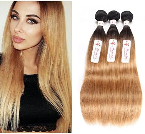 Durian Hair Brazilian Straight Human Hair Ombre Color T1B-27 Straight Ombre Hair Weave 3 Bundles 300g (14" 16" 18") inch