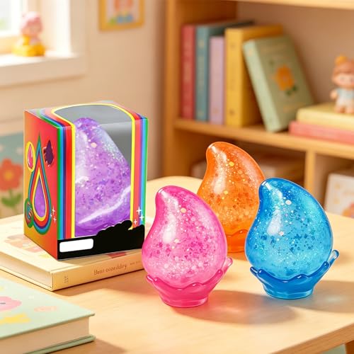MSYTIFOG 2 Pcs Stress Balls, Water Drop Squishies Squeeze Toys, Stress Relief Fidget Sensory Toy for Kids with Autism, Nice Stress Cube-Drop Gifts for Anxiety Relief Office Easter Birthday (Blue&Pink)