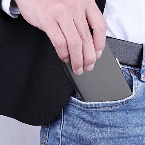 Hawatour 8 Slots RFID Blocking Credit Card Holder Stainless Steel Credit Card Case for Holding Credit Card, ID Card, Business Card (Black)