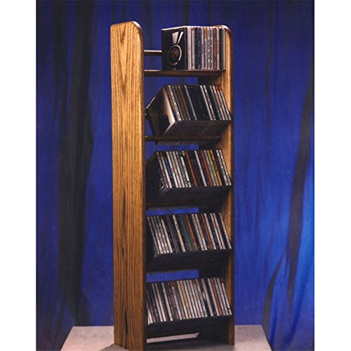 Wood Shed Solid Oak 5 Row Dowel CD Rack Honey Oak