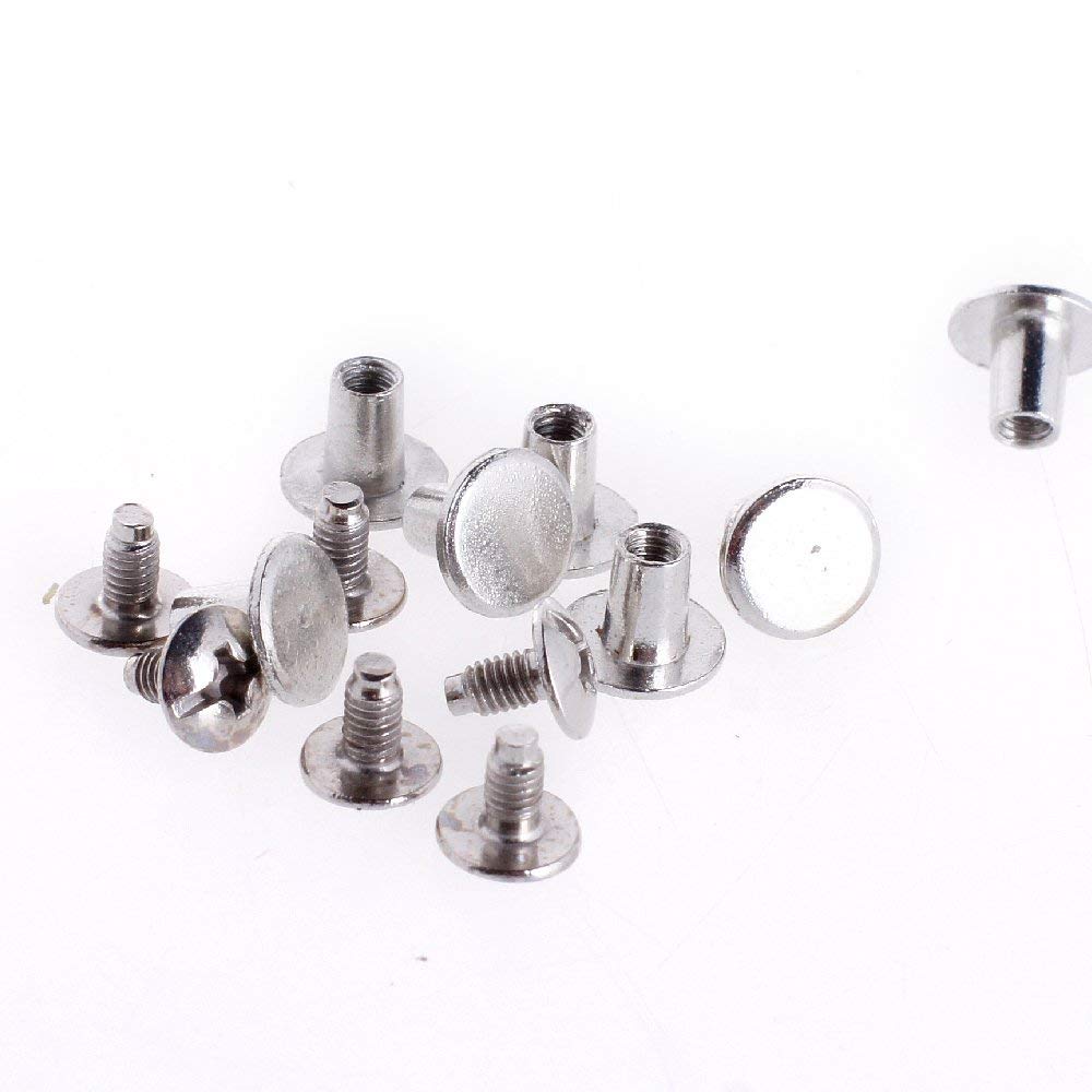 Round Flat Studs and Spikes Metal ScrewBack for Leathercraft Punk DIY - Silver, 10mm x 7mm, 500 PCS by eART