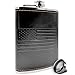 Leather American Flag Hip Flask - Leak Proof Food Grade Stainless Steel for Whiskey or Bourbon Liquor | Bonus Funnel (USA 8 Ounce Flask, Black Leather Wrap)