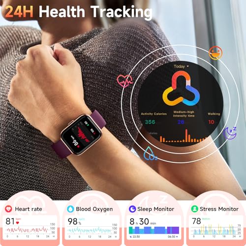 Quican Smart Watch for Women (Calls/Messages/Notifications), 1.8" Ai Assistant Smart Watch for iPhone/Andriod, 3ATM Fitness Tracker Watch with Heart Rate/SpO2/Sleep Monitor, 120+ Sport Pedometer Watch