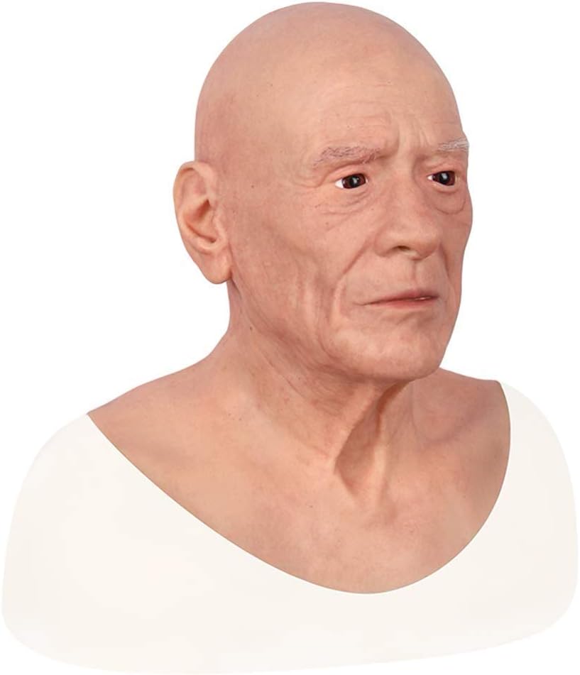 QLAT TOYS Old Man Silicone Mask Realistic Masquerade Christmas Cosplay Special Effects Props for Transvestite