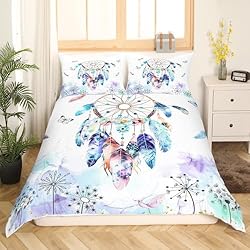 Girly Dream Catcher Duvet Cover Full,Watercolor