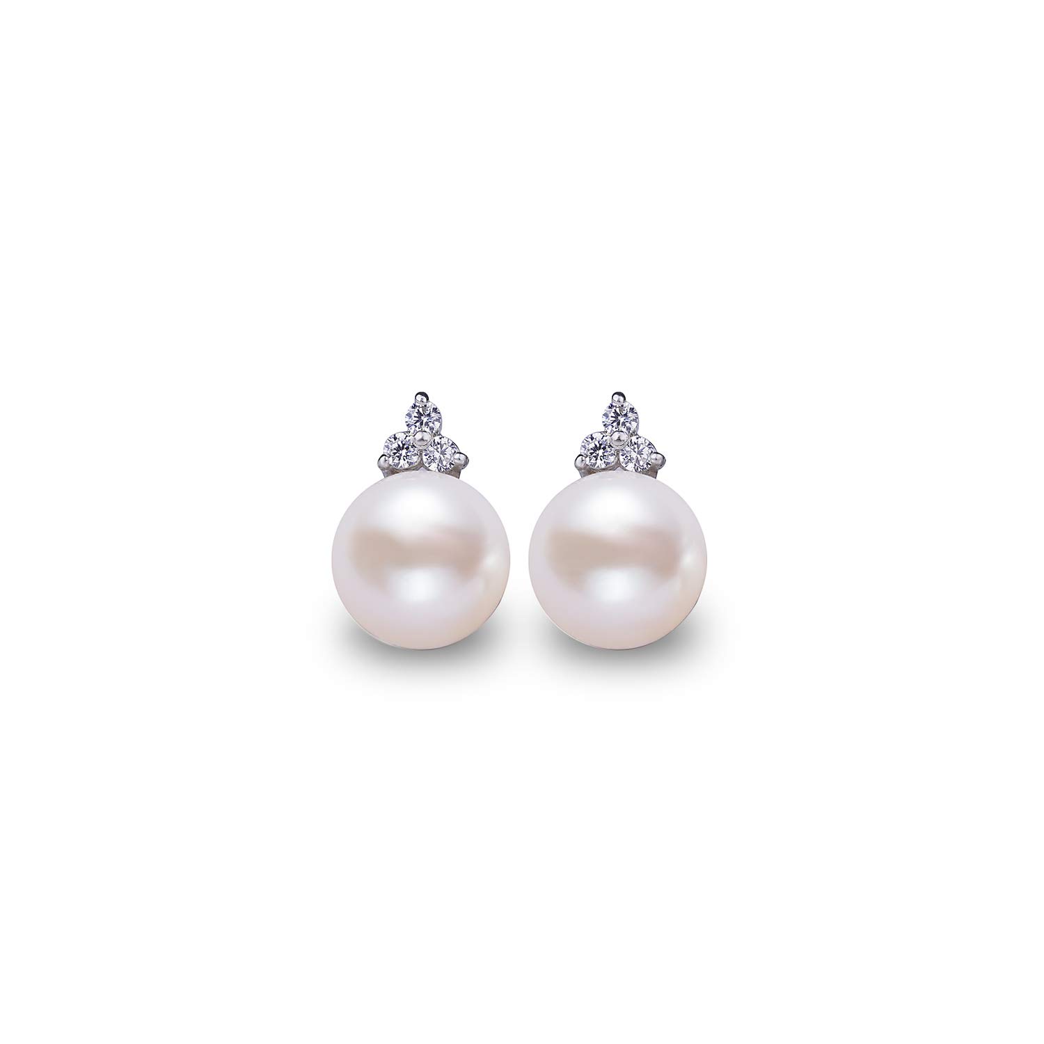 VIKI LYNN Women 925 Sterling Silver CZ 8-9mm Freshwater Pearl Earrings