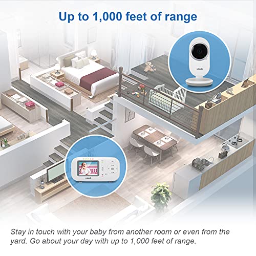VTech VM320 Video Baby Temperature Monitor, Invisible Night Vision, Soothing Sounds, 2Way Talk