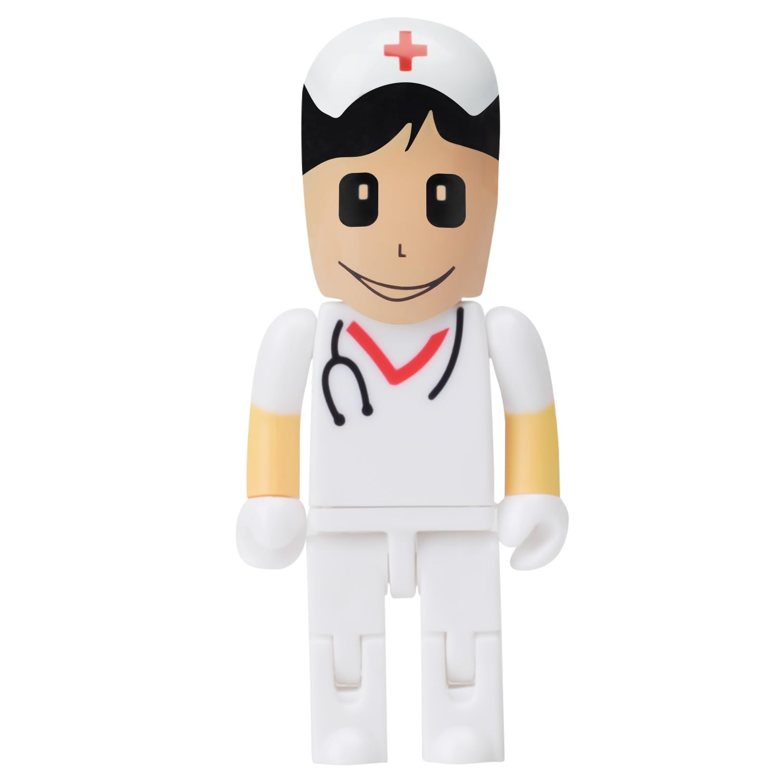 USB Flash Drive 64GB Cartoon Nurse Model USB Drives USB 2.0 Memory Stick Thumb Drive for External Data Storage, White