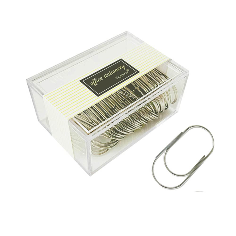 Photo 1 of Silver Jumbo Paper Clips, 50pcs 50mm/2" Large Wide Paper Clips Non Skid Smooth Finish Steel Wire Office Supply Accessories