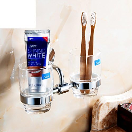 Solid brass bathroom accessories/Glass mug/Double cup holder/ All copper toothbrush cup holder-A