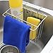 PeleusTech Kitchen Sink Caddy, Stainless Steel Sink Hanging Storage Box Draining Kitchen Soap Sponge Holder Rack Brush Sponge Sink Draining Towel Rack Kitchen Tool - Silver