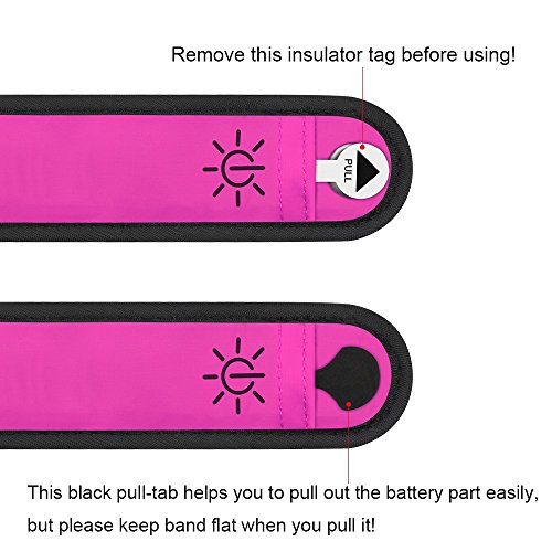 Higo LED Armband -Glowing Led Slap Bracelet, Christmas Gift Light Up Wristbands for Running, Jogging, Cycling (Pink) - Thumbnail 4