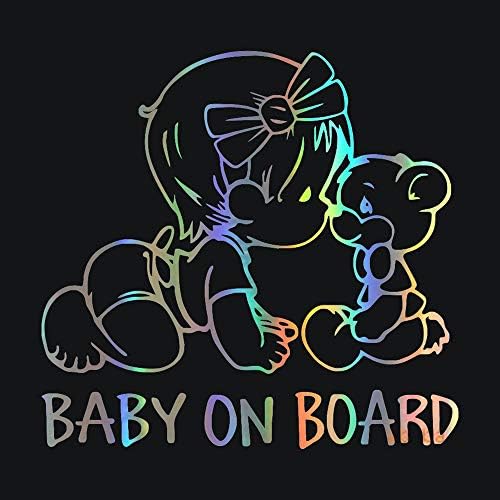 Meitinalife Car Stickers and Decals Baby on Board Stickers for Girl Car Styling Bumper Stickers Laser Material Car Body Door Window Stickers Vinyl Stickers Decals 5.59"x5.51" (1)