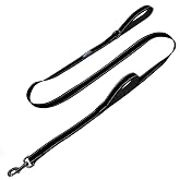 Max and Neo Double Handle Traffic Dog Leash - Reflective, Donates to Dog Rescue (Black, 6 FT)
