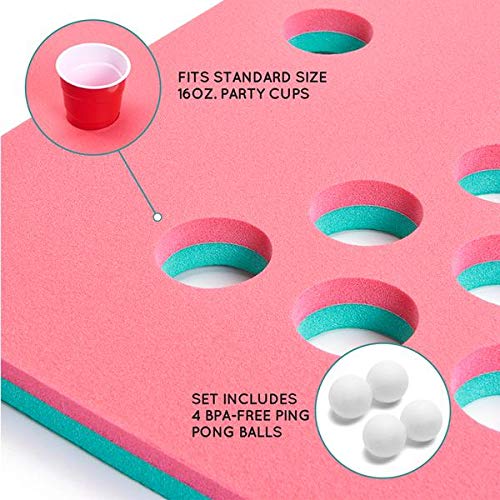 Floatation iQ HydraPong - Regulation Size Floating Beer Pong/Beirut Table and Pool Game - Made in The USA w/Durable (PE) Tear Resistant Foam (Pink/Turquoise) Floatation iQ HydraPong - Regulation Size Floating Beer Pong/Beirut Table and Pool Game - Made in The USA w/Durable (PE) Tear Resistant Foam (Pink/Turquoise)
