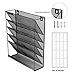 LINKFU 5 Tier Hanging Wall Office Organizer,Mesh Metal Multi-Functional Wall Mount Document Letter Tray Organizer for Home,Office,Magazine Rack and File Storage,Black
