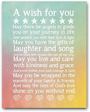 Kids Wall Art Chalkboard Typography Print in Rainbow, Perfect Christening, Baptism or New Baby Gift, 11x14"