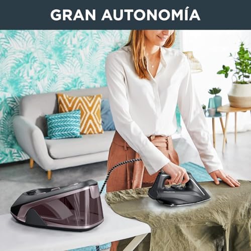 Easy Steam - Centro de planchado de 2400 W, Alta presión 5,4 bares, Golpe de vapor de 210 g/min, Vapor continuo de 110 g/min, Suela Airglide con depósito de 1,4 L y Modo Eco, VR5120