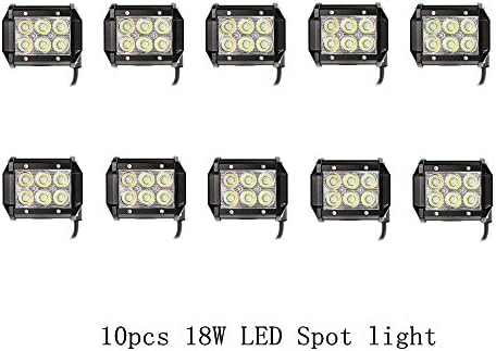 Topcarlight 10 Pcs 18w 4" inches Cree LED Work Light Bar Spot Beam 8 Degree Off Road Driving 4wd SUV UTE ATV Boat Car Vehicle Outdoor Lamp(5 Pairs)