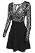 Zeagoo Women's V Neck Lace Floral Open Back Skater Cocktail Wedding Party Dress,Small,Black