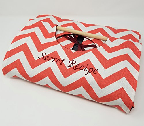 Secret Recipe Coral Chevron 9x13 Dish Tote, Handcrafted in America, Old-Fashioned Casserole Carrier - Thumbnail 4