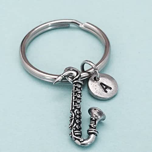 Saxophone keychain, saxophone charm, instrument keychain