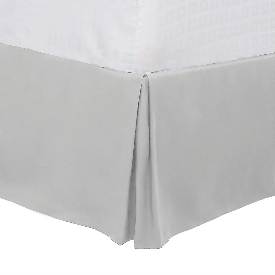 Photo 1 of PiccoCasa Queen Size Pleated Bed Skirt, Bed Frame and Box Spring Cover - 16 Inch Tailored Drop Dust Ruffle Bedskirt, Wrinkle Free and Fade Resistance, Easy to Stall - Light Gray