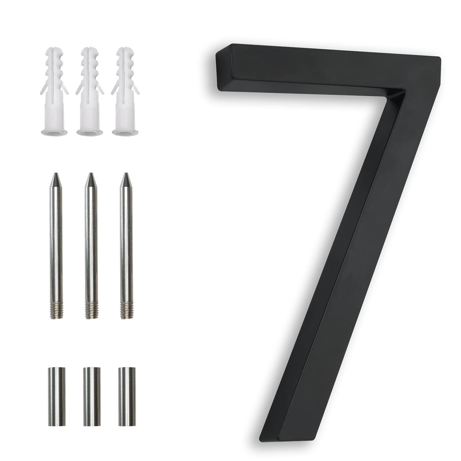Photo 1 of 7 Inch Black House Numbers, Floating Flush Mount Aluminum Address Numbers, Modern Metal Numbers for Houses – Large, Weatherproof, Easy to Install