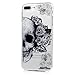 iPhone 8 Plus Case, iPhone 7 Plus Case - Shockproof Flexible TPU Rubber Skin Gel Bumper Case with IMD Technology Anti Color-Fading Print Patterns Slim Fit Protective Cover by Badalink - Flowers/Skull