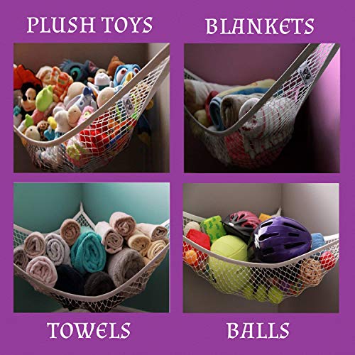 MiniOwls Storage Hammock Stuffed Toys Organizer - Fits 30-40 Plush Animals. Great Gift for Boys and Girls. Instead of Bins and Toy Chest - Displays Teddies Easily. (Purple, X-Large)