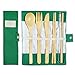 Bamboo Silverware Portable Straw Reusable Cutlery Travel Set Reusable Utensils Bamboo Cutlery Set Wooden | Fork Knife Spoon Chopsticks Straw Straw Cleaner | Sustainable Travel Pouch
