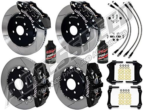 WilwoodCORVETTE 15" FRONT & REAR BIG BRAKE KIT WITH FREE BRAKE LINES & BRAKE FLUID, AERO6 FRONT AERO4 REAR, BLACK CALIPERS, DRILLED ROTORS, FITS 2005-2013 CORVETTE C6