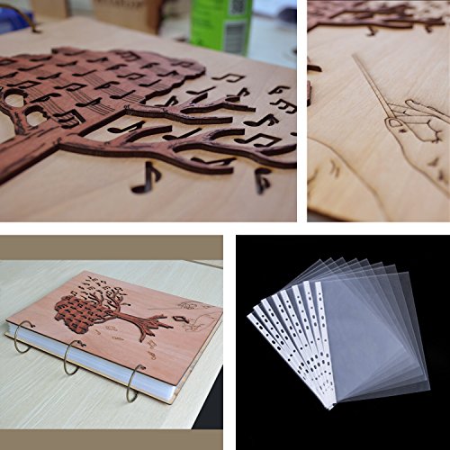 PETAFLOP A4 and Letter Size Expanding File Folders Music Notes Design Wood Carved Cover Document Organizer, 48 Pockets