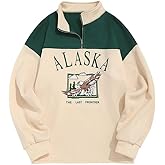 ZAFUL Men's Letters Embroidered Raglan Sleeve Quarter Zip Fleece Vintage Pullover Sweatshirt (ALASKA-Light Yellow, XX-Large)