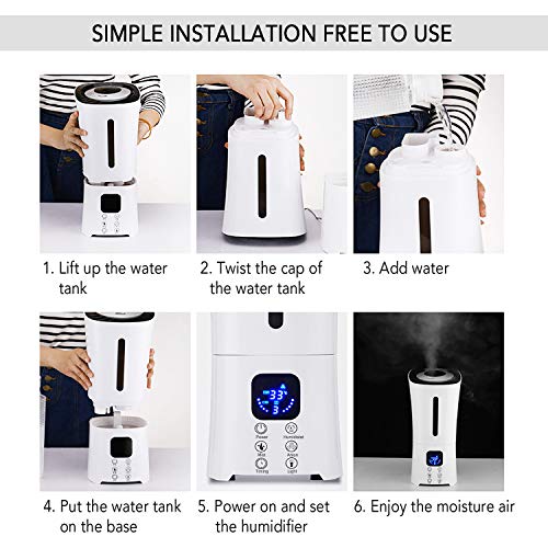 image for PexFix Ultrasonic Humidifier, 3.8L Cool Mist Humidifier Whisper Quiet 