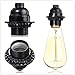EFINEHOME 6 Pack Lamp Socket Replacement, Phenolic Medium Base Light Socket, E26 Screw Bulbs Edison Retro Pendant Lamp Holder, Lampshade Ring, 1/8 IP Thread Cap (Lamp Socket Keyless)