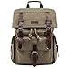 Kattee Men’s Leather Canvas Backpack Large School Bag Travel Rucksack Army Green