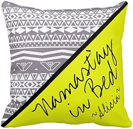 Neon Yellow Gray Aztec Custom Namastay In Bed Throw 18*18 pillow Case