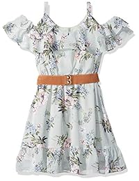 Vestido delantero con volantes y hombros descubiertos de Amy Byer para niña